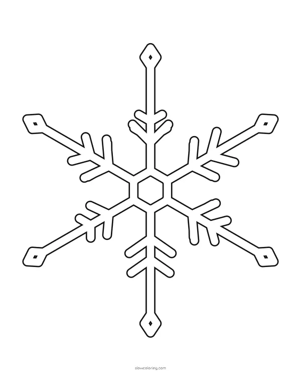 Large snowflake outline with long simple branches, one per page