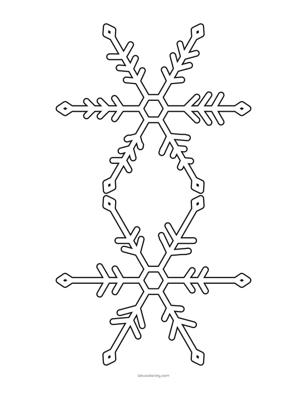 Two medium snowflake outlines stacked on one page