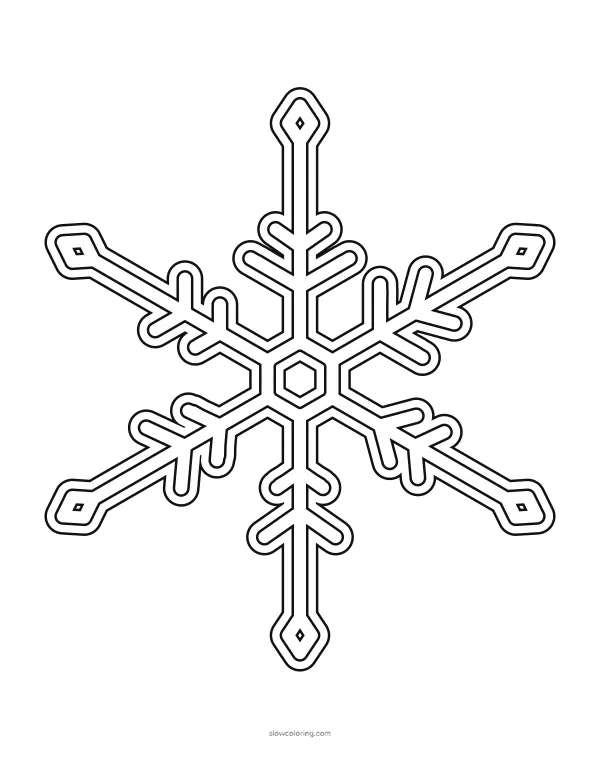 Large snowflake drawn with a double outline, one per page