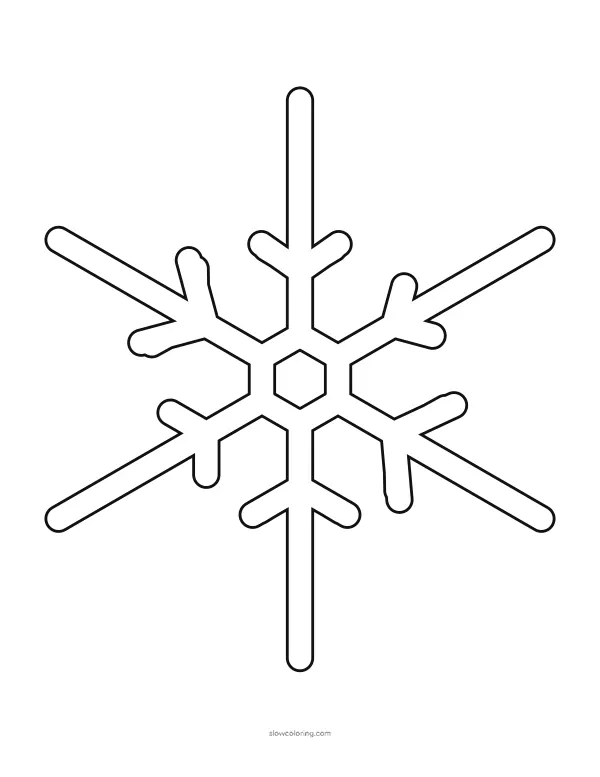 Easy snowflake outline with one branch per arm and thick arms