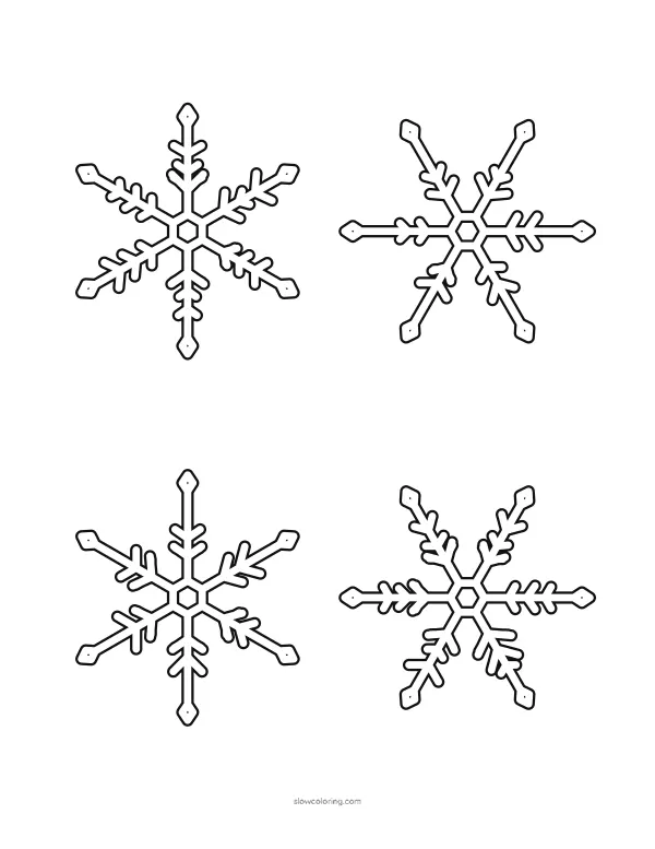 Four snowflake outlines in a two by two grid