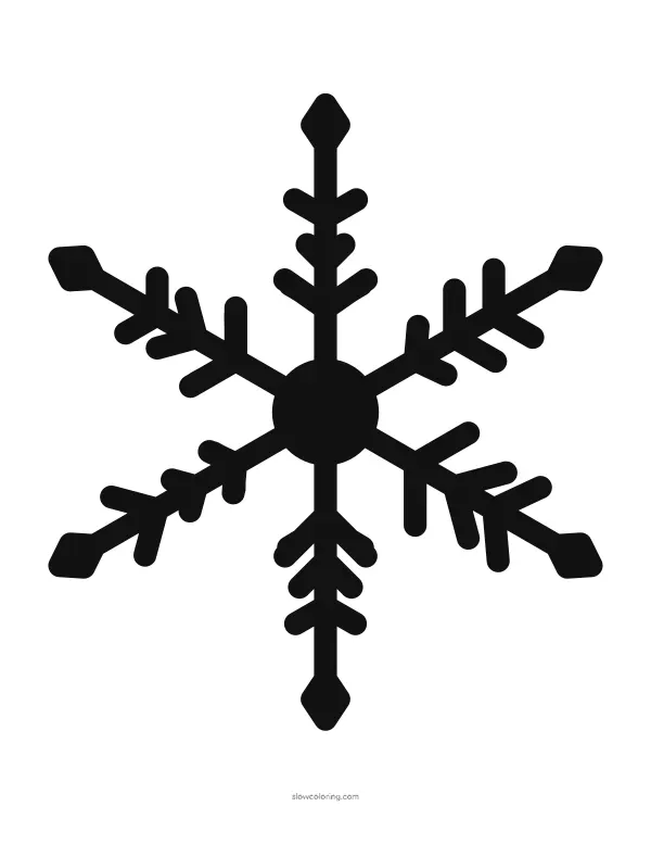 Solid black snowflake silhouette for cutting or stencils