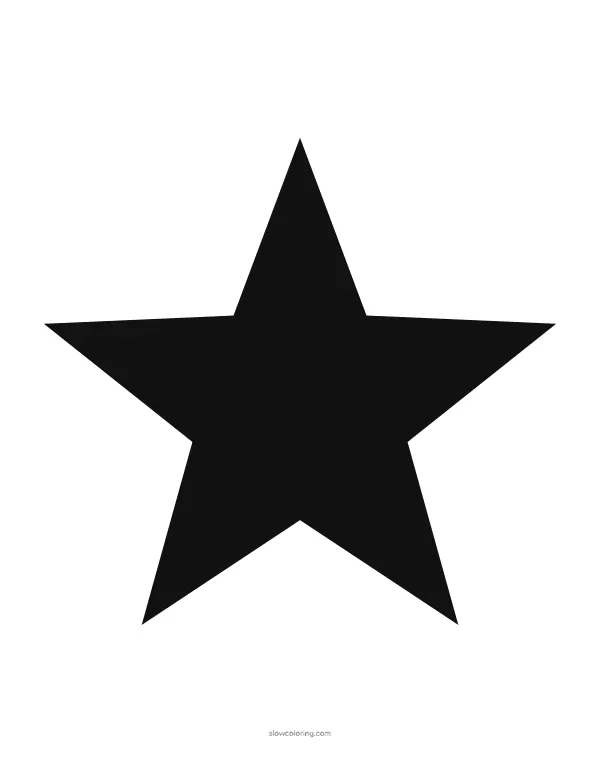 Solid black five-point star silhouette for cutting or stencils