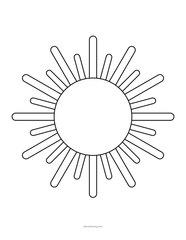Large sun outline: a circle with long and short straight rays