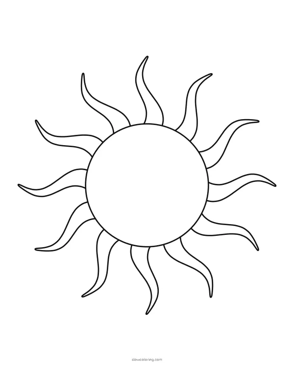 Large sun outline: a circle with wavy rays