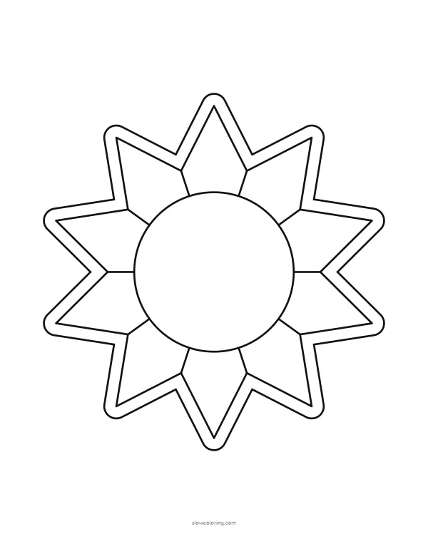 Sun with pointed rays and a double outline