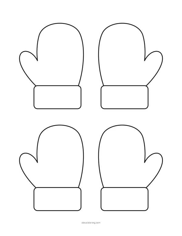 Four mitten outlines, two pairs