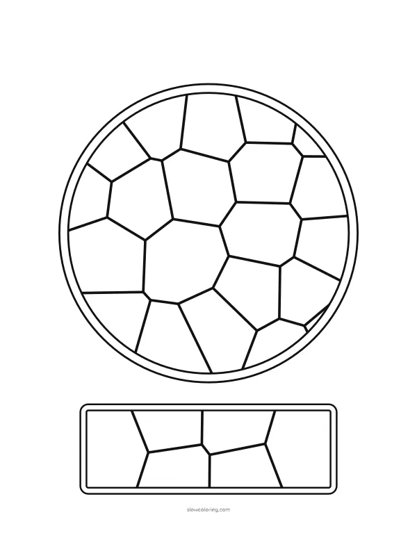 Stained Glass coloring page 08: round rose window, easy