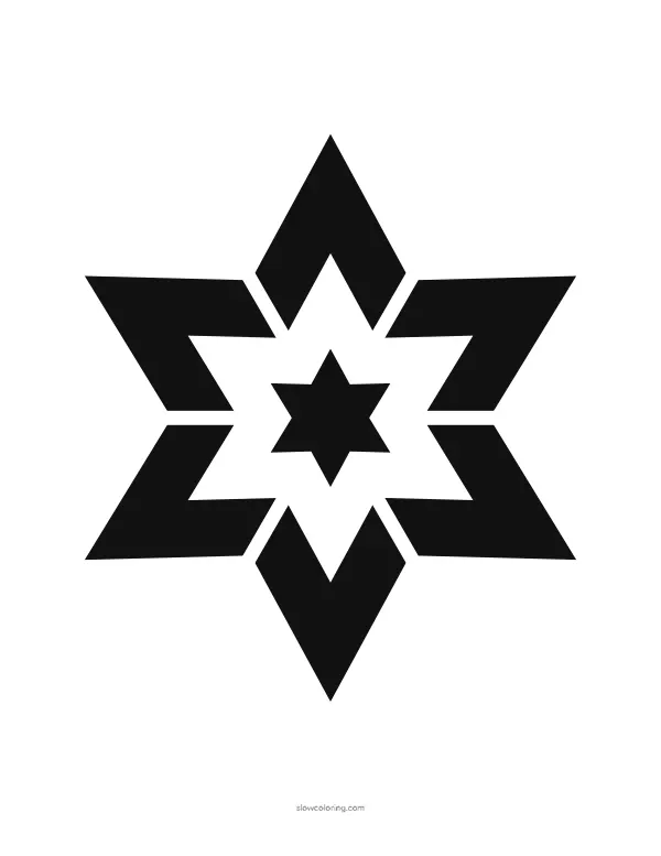 Large six-point star stencil with an inner star held by bridges