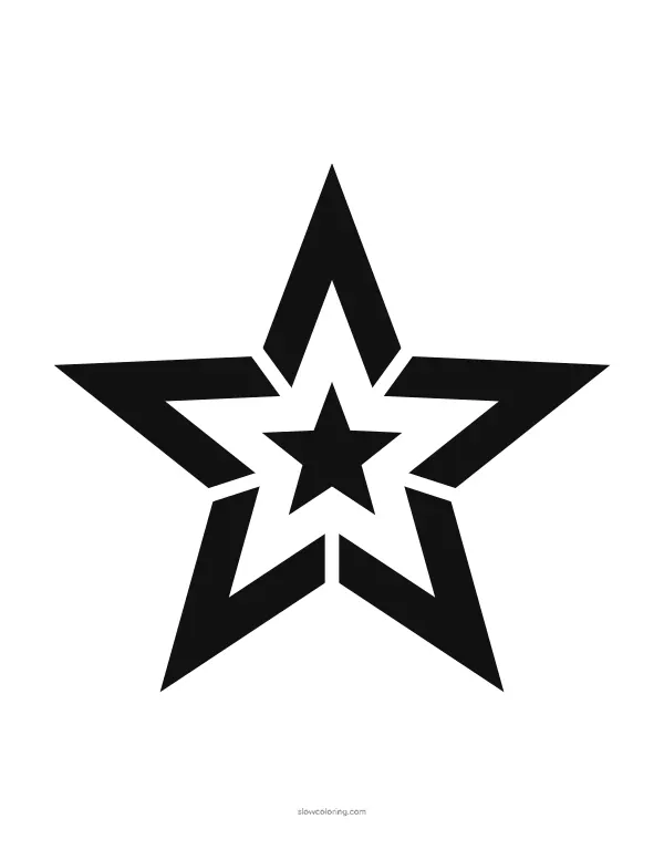 Large star window stencil with an inner star held by bridges