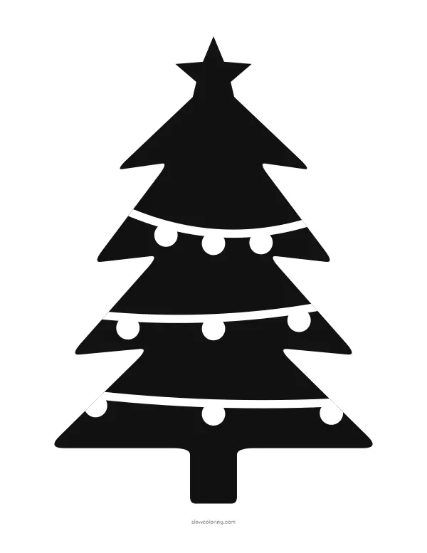 Large Christmas tree window stencil with garlands and ornaments